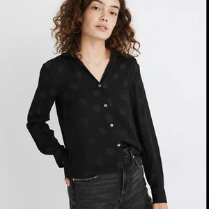 MADEWELL Jacquard Dot Pajama Shirt in BLACK BRAND NEW W TAGS